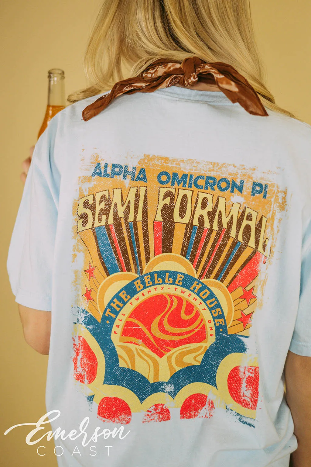 Alpha Omicron Pi Retro Sunset Semi Formal T-shirt