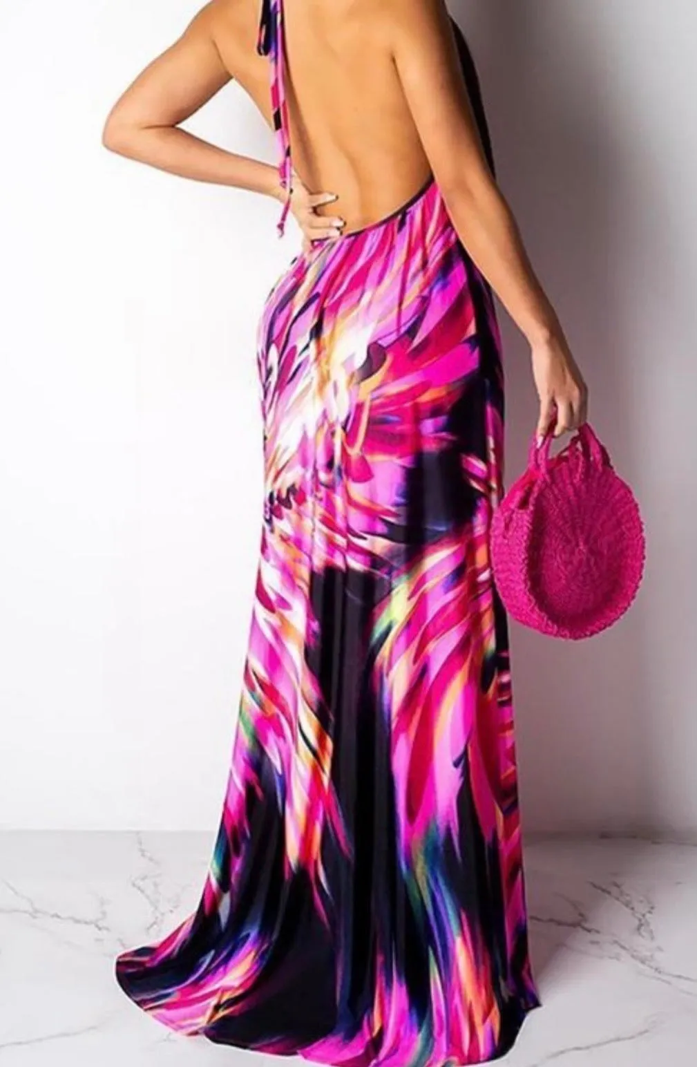 Angelic Baddie Ruched Backless Floral Dress
