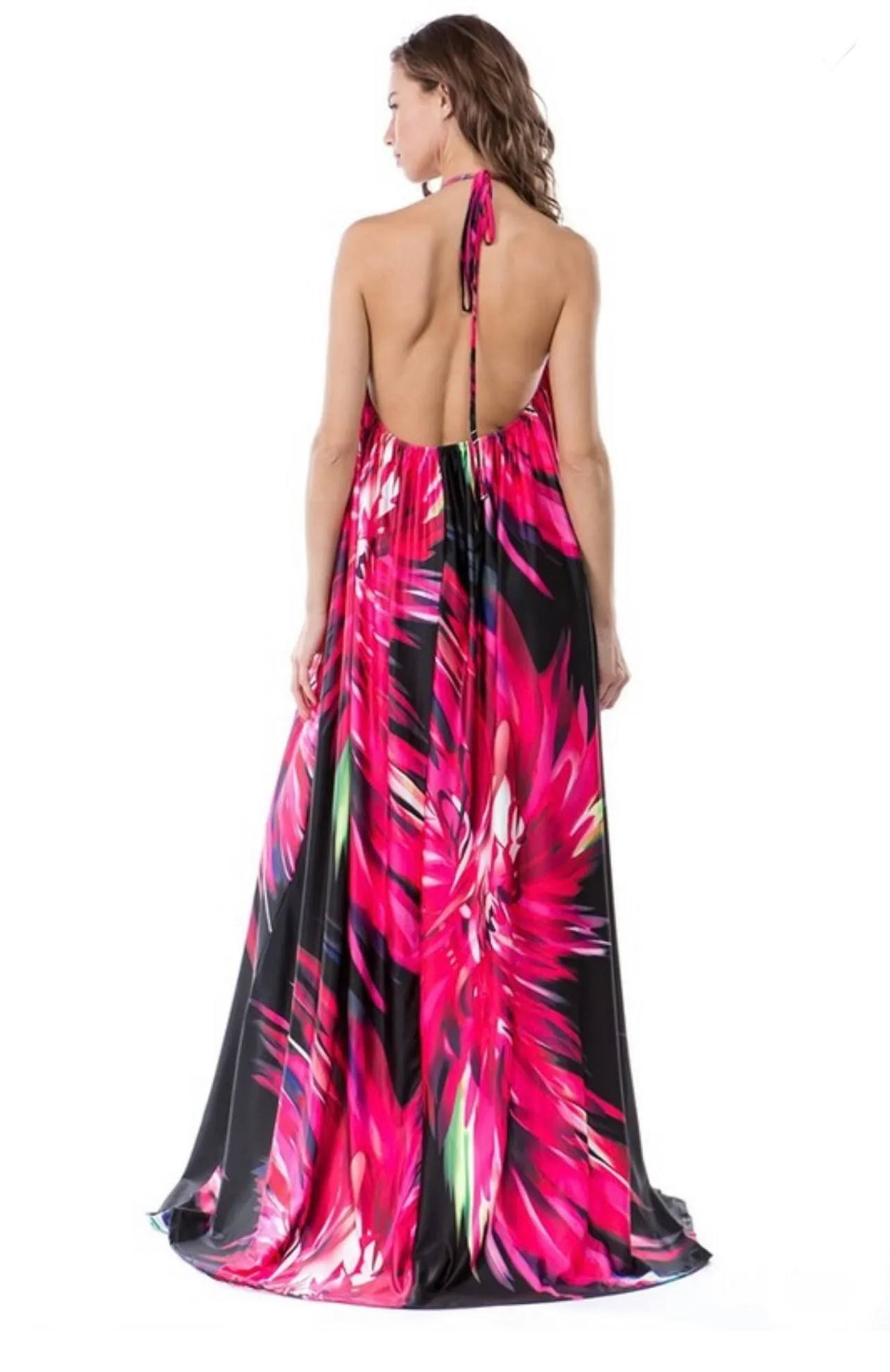 Angelic Baddie Ruched Backless Floral Dress