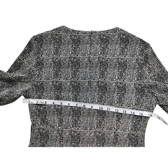 Anne Klein womens glen plaid black ivory formal shift dress size S