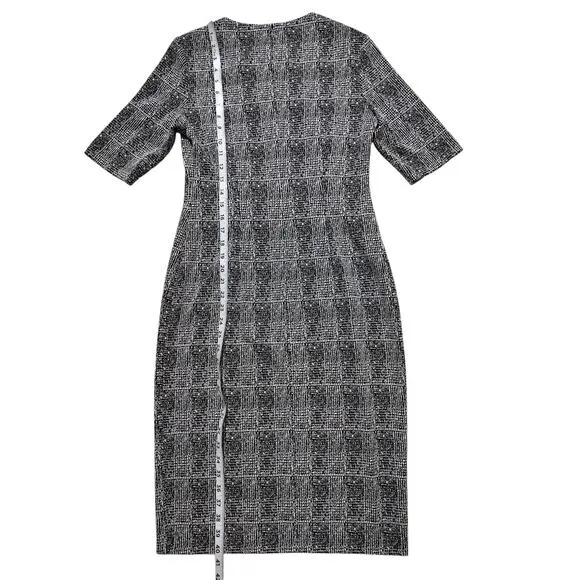 Anne Klein womens glen plaid black ivory formal shift dress size S