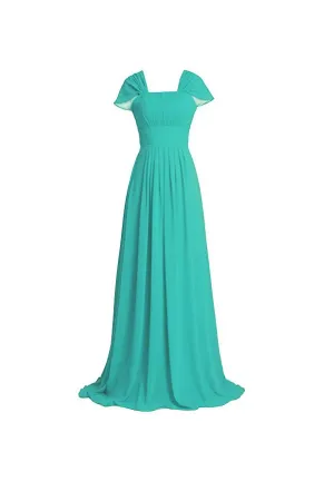 Anneprom Chiffon Butterfly Sleeves Bridesmaid Dresses Formal Evening Dress APB0060