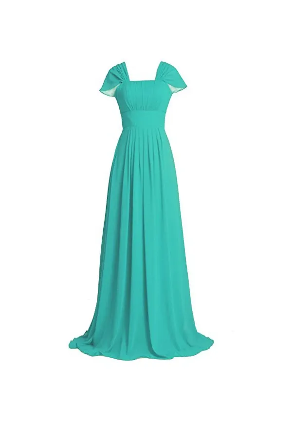 Anneprom Chiffon Butterfly Sleeves Bridesmaid Dresses Formal Evening Dress APB0060
