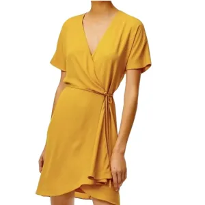 Aritzia Babaton Wallace Wrap Dress in Cairo Gold Size S