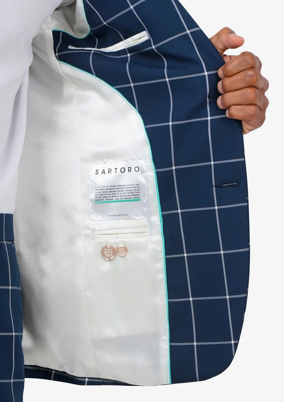 Astor Oxford Blue Windowpane Suit
