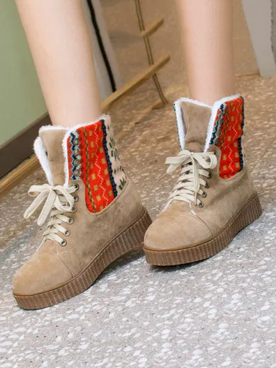 Autumn New Flat Bottom Large Size Bare Boots Warm Snow Boots Comfortable Boots