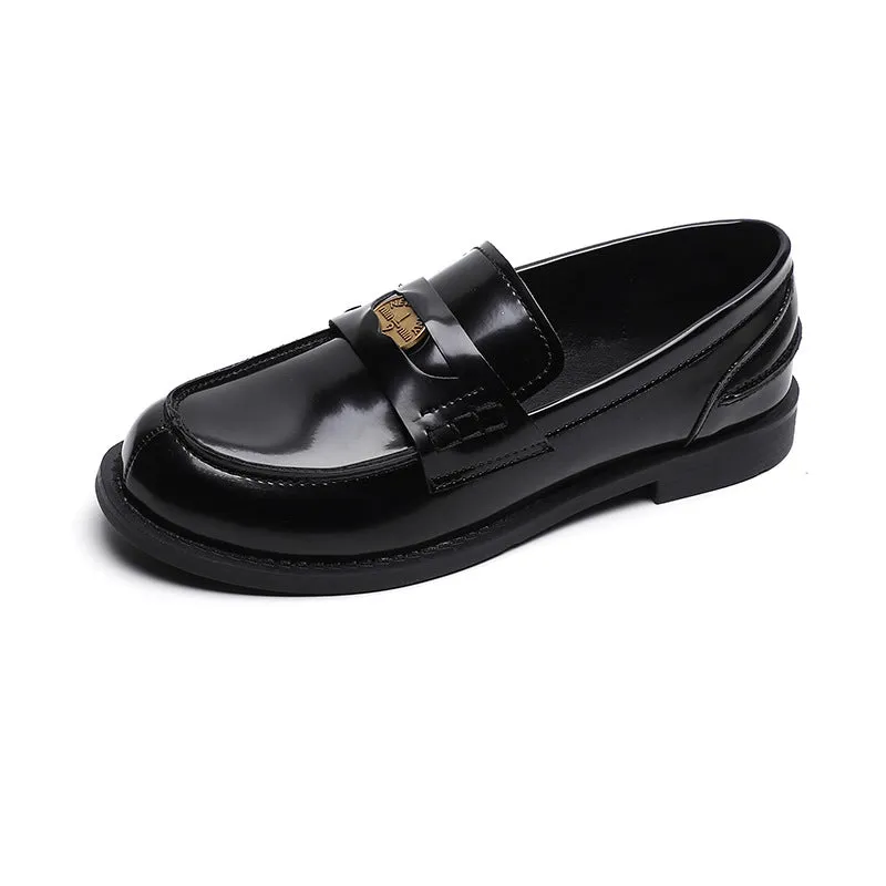 Autumn Retro Gold Buckle Women's Shoes Thick Heel Thick Sole Loafers