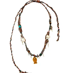 AUTUMN SKY GLOW FISH LEATHER ROCKSTAR NECKLACE