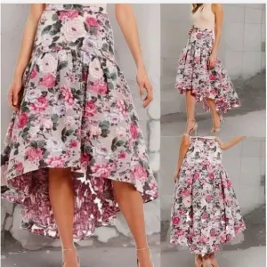 Badgley Mischka Floral Skirt  Size 6 Cottagecore Curtain Hi Low Tulle Formal Fun