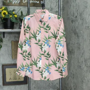 Bar III Men's Slim-Fit Tropical Floral-Print Dress Shirt 100123255MN Pink M