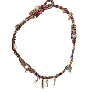 Barbie Pink Sapphire Cowrie Shell Leather Rockstar Necklace