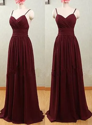 Beautiful Chiffon Straps Sweetheart Long Party Dress , Cute Party Dress