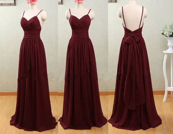 Beautiful Chiffon Straps Sweetheart Long Party Dress , Cute Party Dress