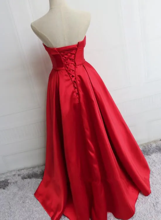 Beautiful Red Satin Long Prom Dress, Red Party Dress, Red Formal Dress