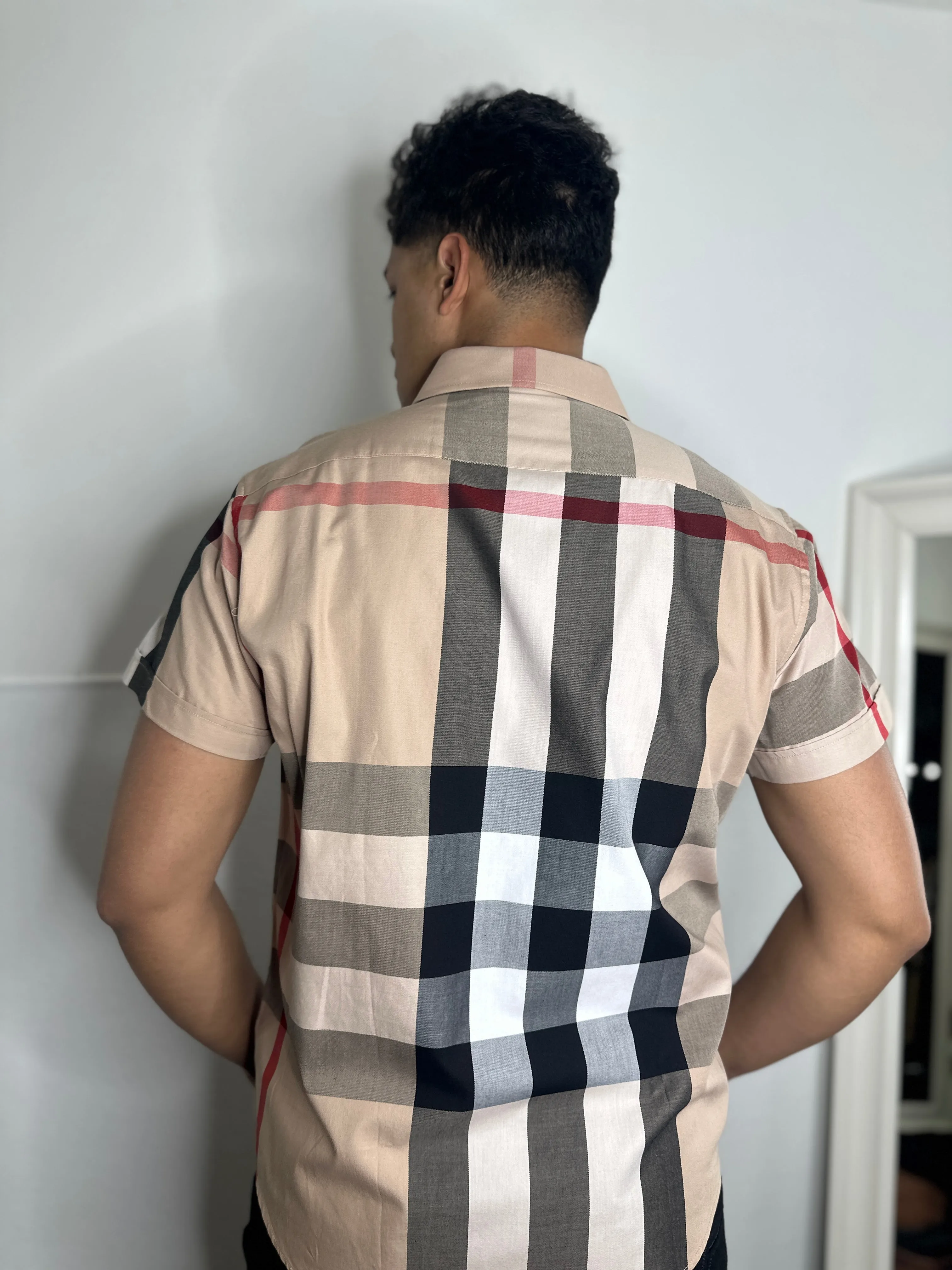 Beige Berry Print Short Sleeve Shirt