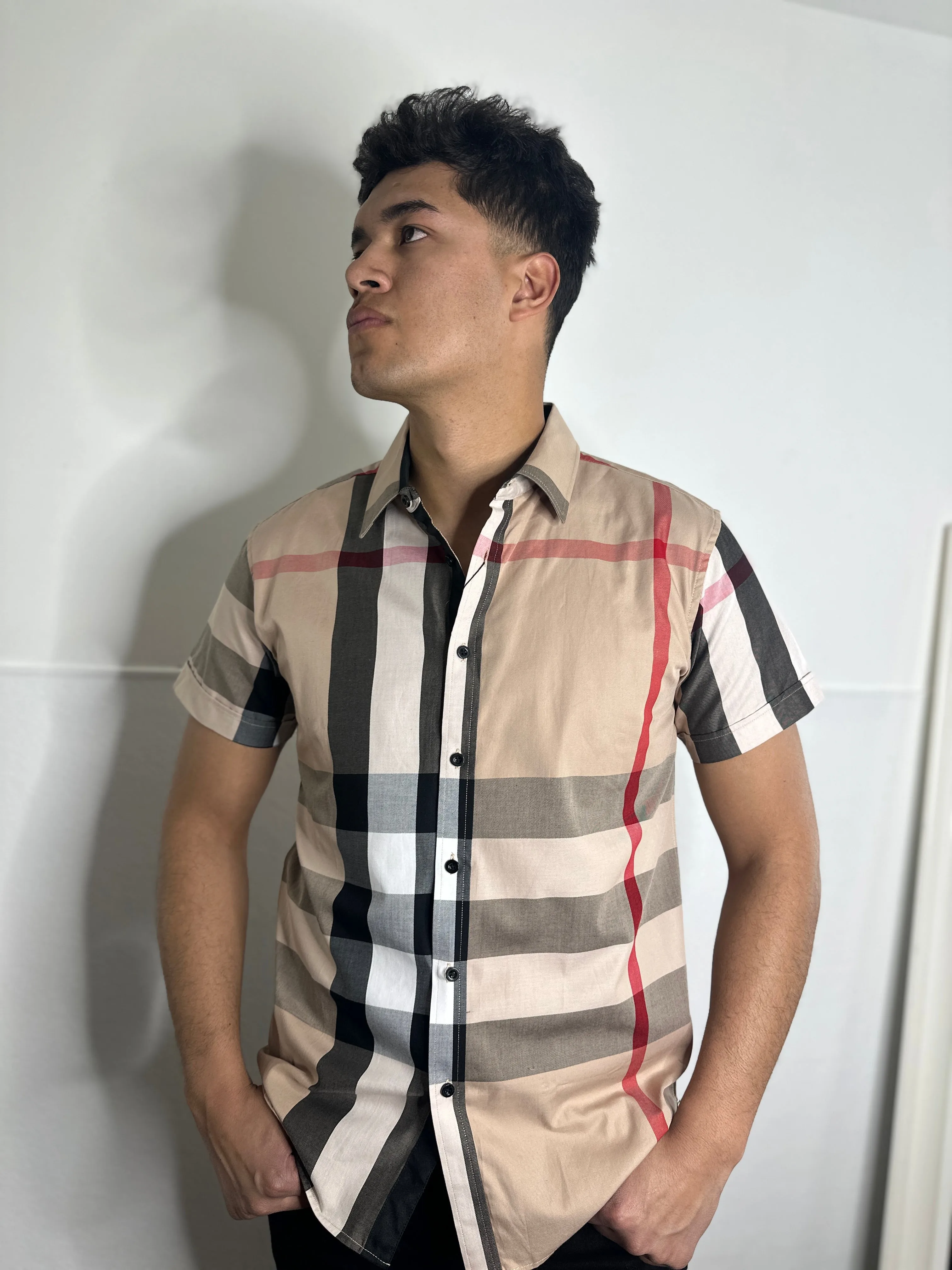Beige Berry Print Short Sleeve Shirt