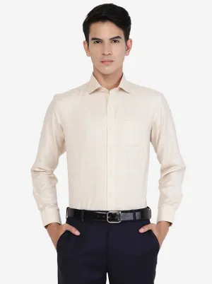 Beige Checked Slim fit Formal Shirt | Greenfibre
