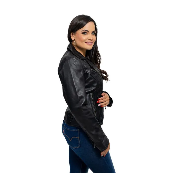 Betsy - Women's Fashion Lambskin Leather Jacket (Black)