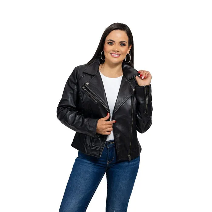 Betsy - Women's Fashion Lambskin Leather Jacket (Black)
