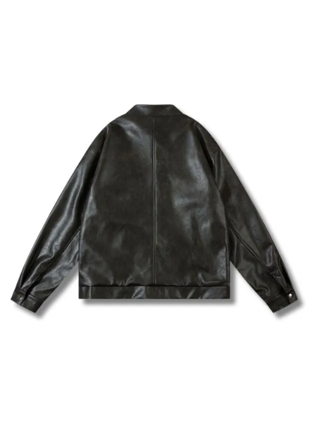 Bexon - Long sleeve leather jacket with Button elegnace
