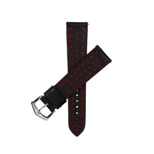 Black & Red "Driver" Leather Watch Strap