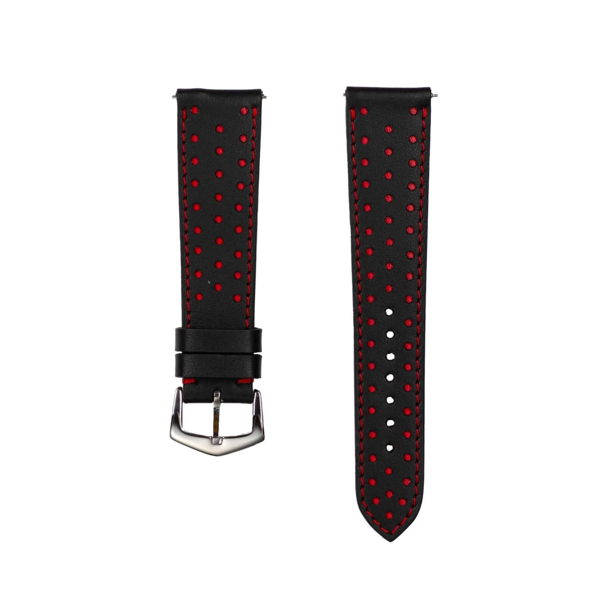 Black & Red "Driver" Leather Watch Strap
