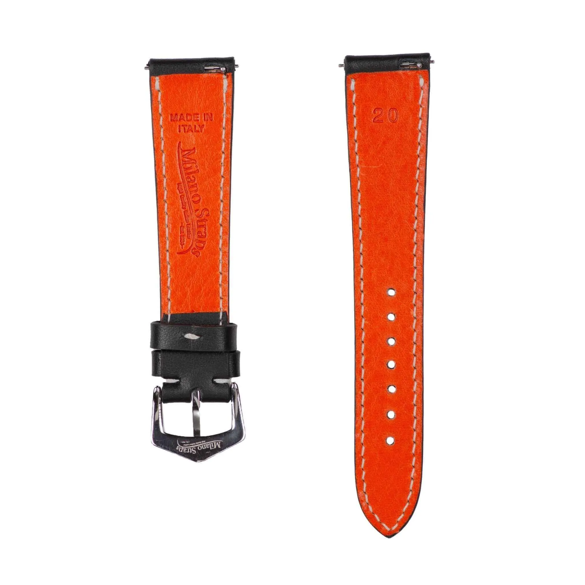 Black & White "Driver" Leather Watch Strap