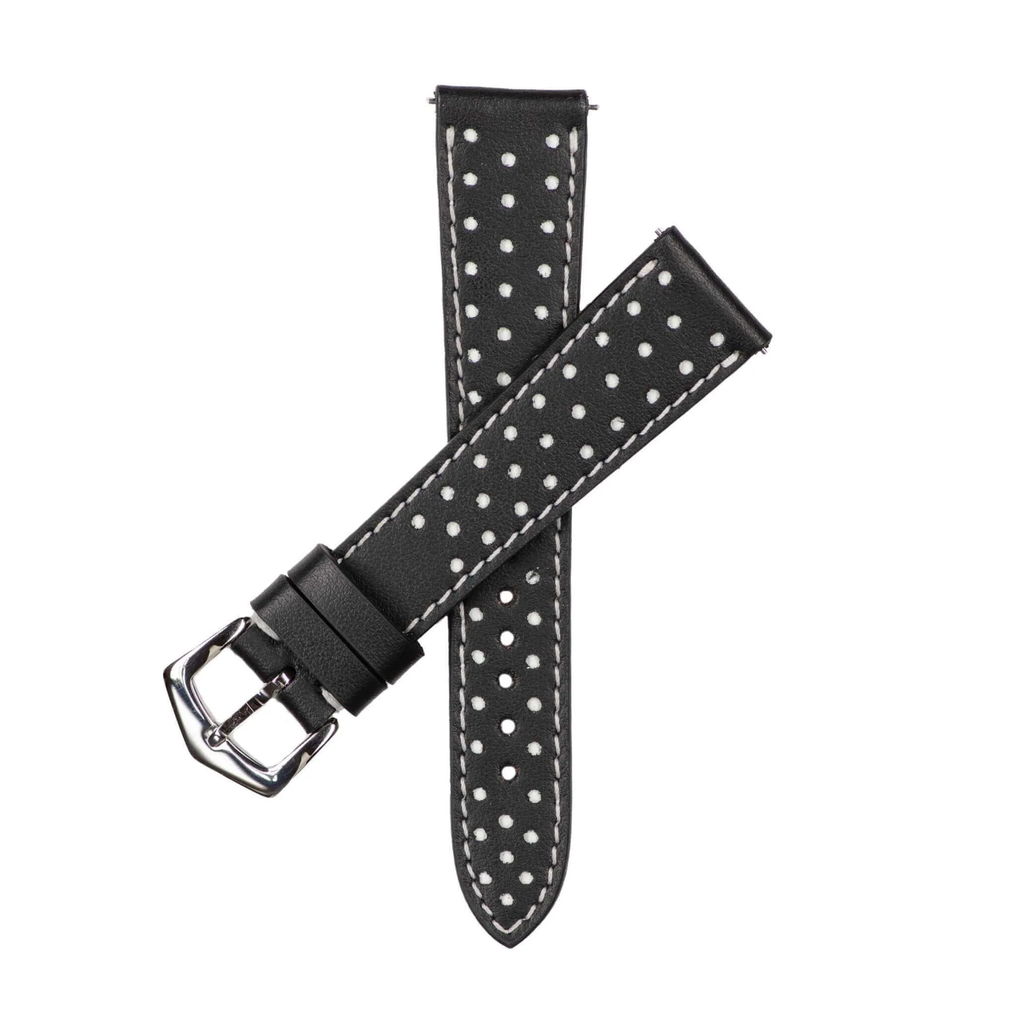 Black & White "Driver" Leather Watch Strap
