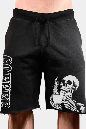 Black COFFEE Skeleton Graphic Men's Casual Shorts