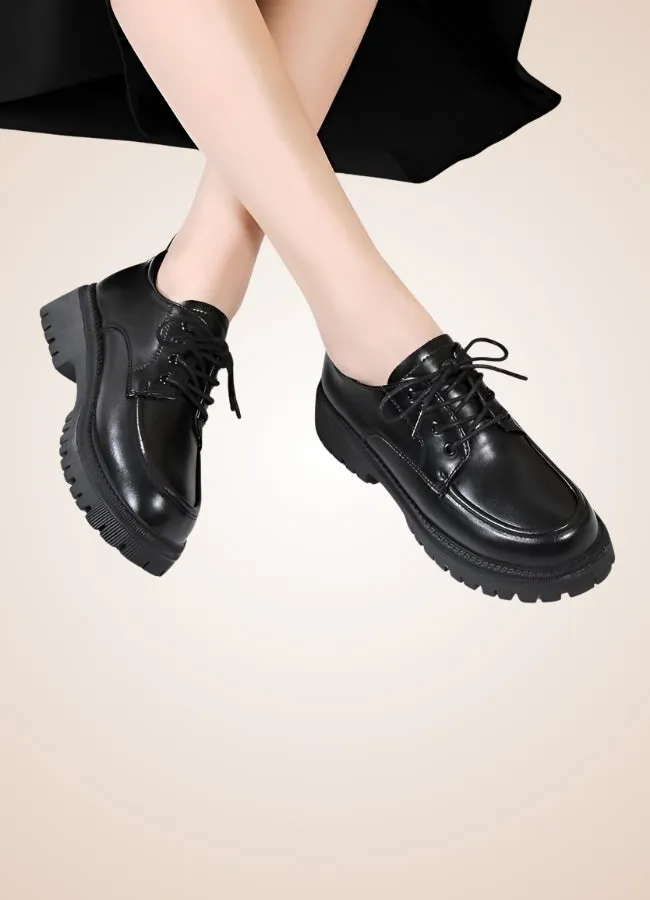 Black Leather Women's Shoes