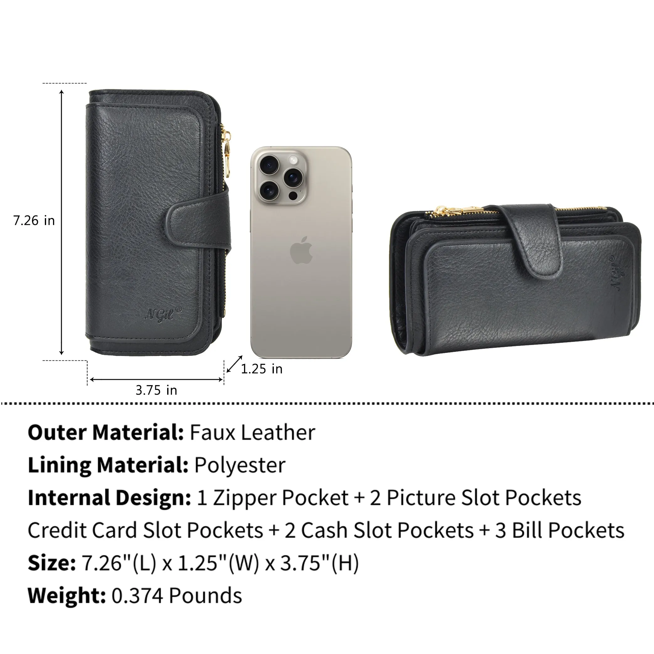 Black NGIL Trifold Wallet