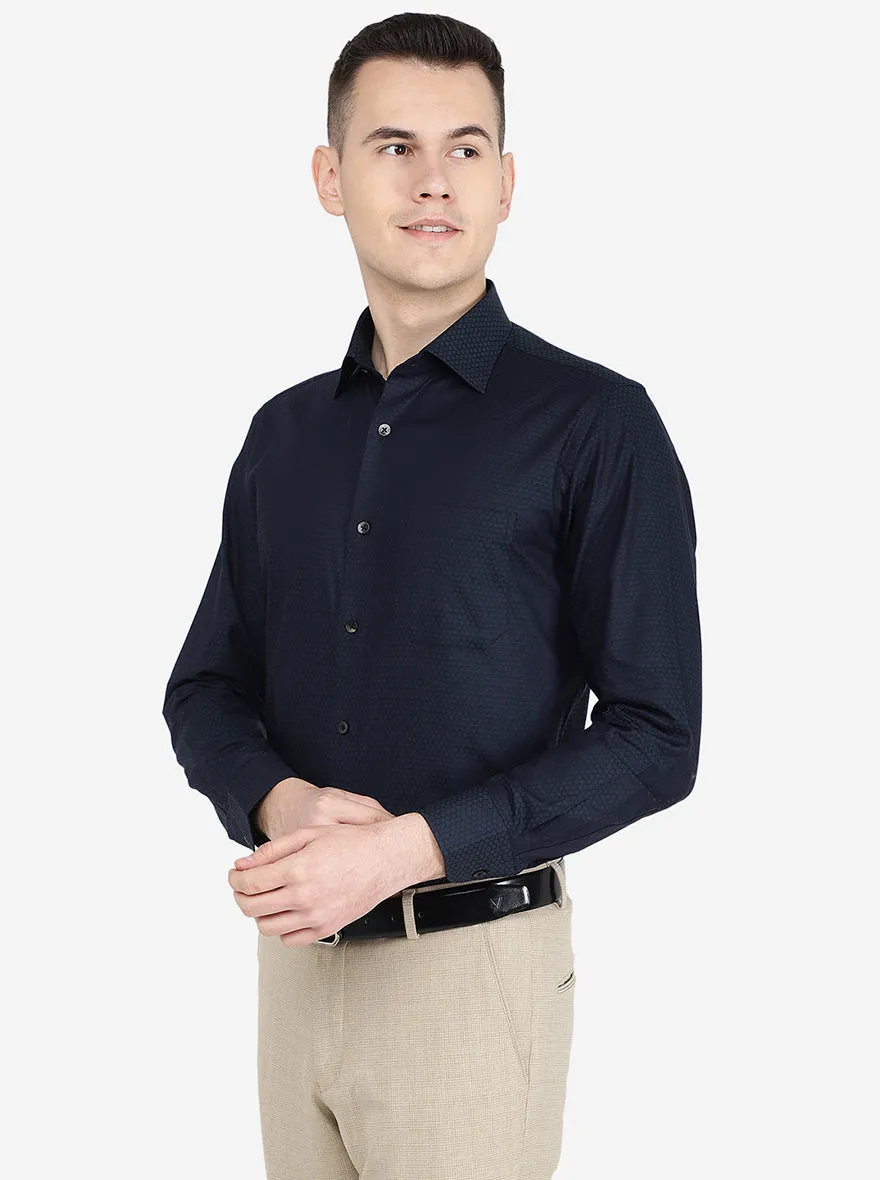 Black Printed Slim Fit Formal Shirt | Metal