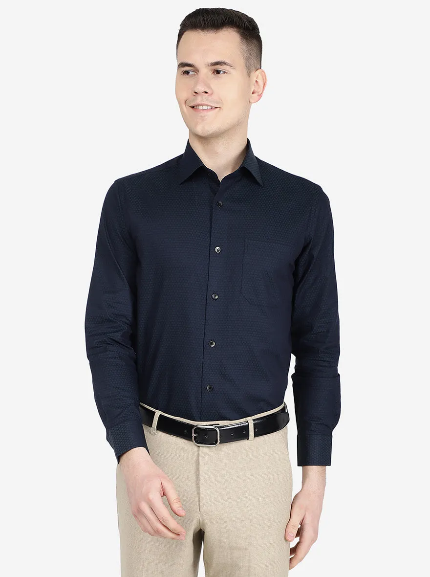 Black Printed Slim Fit Formal Shirt | Metal