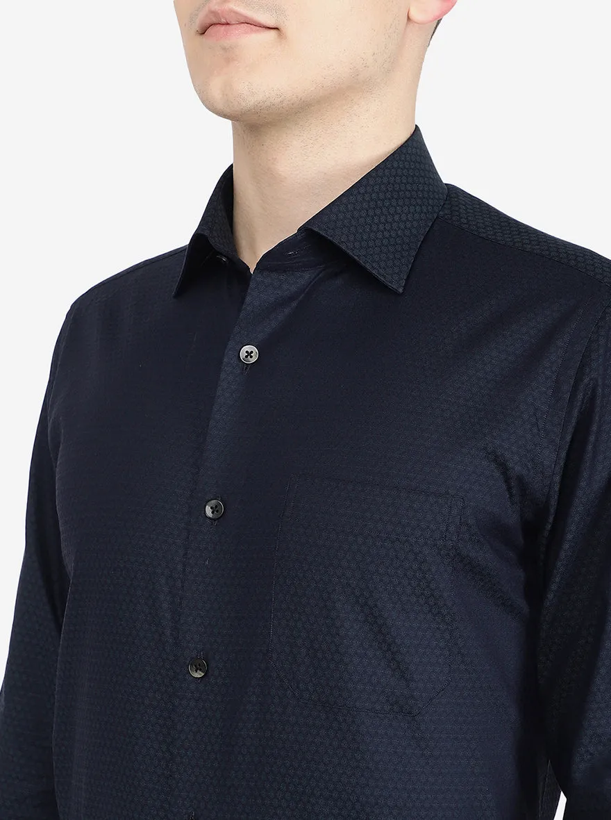Black Printed Slim Fit Formal Shirt | Metal