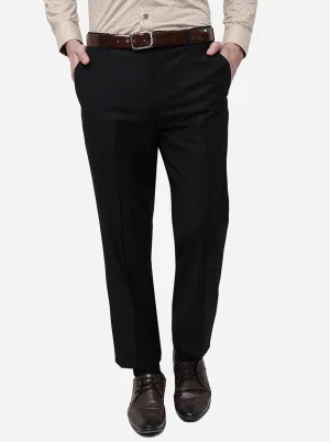 Black Solid Classic Fit Formal Trouser | JadeBlue