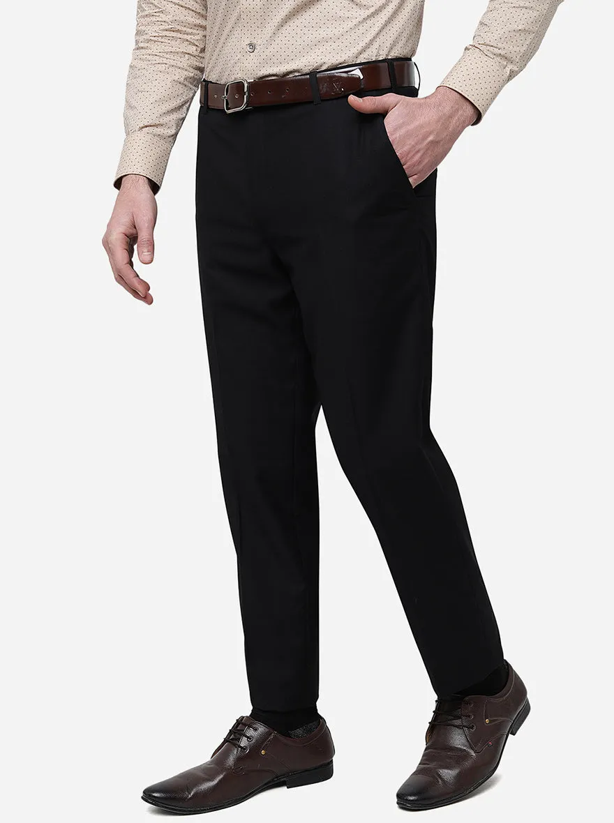 Black Solid Classic Fit Formal Trouser | JadeBlue