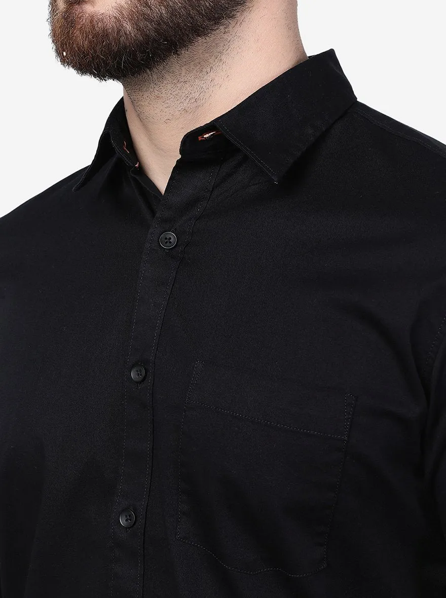 Black Solid Slim Fit Casual Shirt | JadeBlue