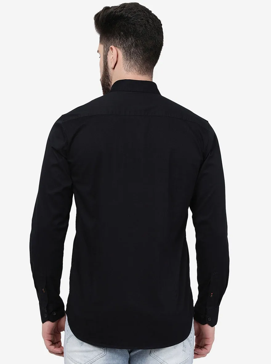 Black Solid Slim Fit Casual Shirt | JadeBlue