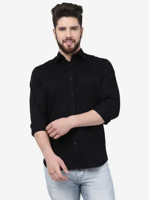Black Solid Slim Fit Casual Shirt | JadeBlue