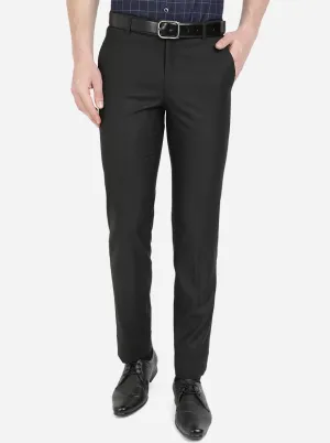 Black Solid Slim Fit Formal Trouser | Greenfibre