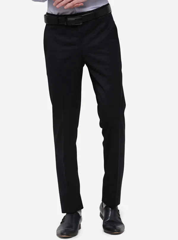 Black Solid Slim Fit Formal Trouser | JB Studio