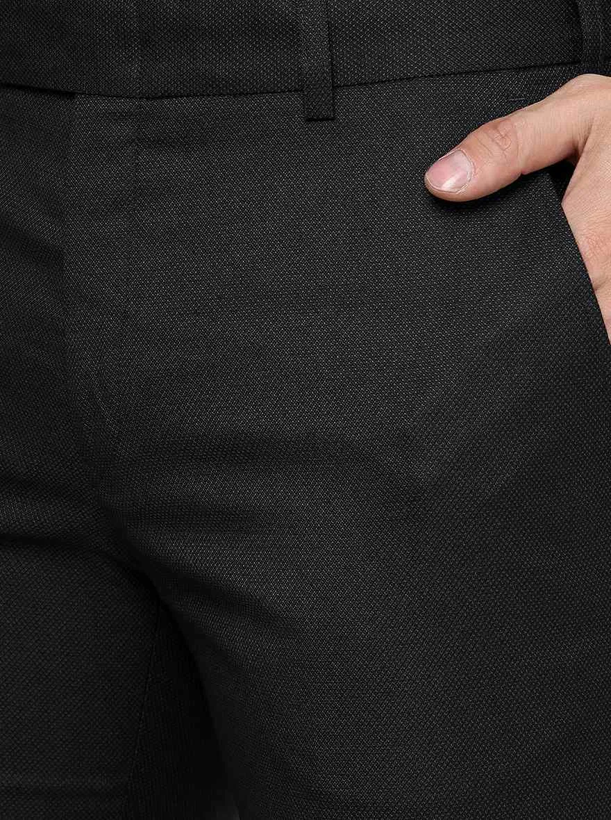 Black Solid Super Slim Fit Formal Trouser | JadeBlue