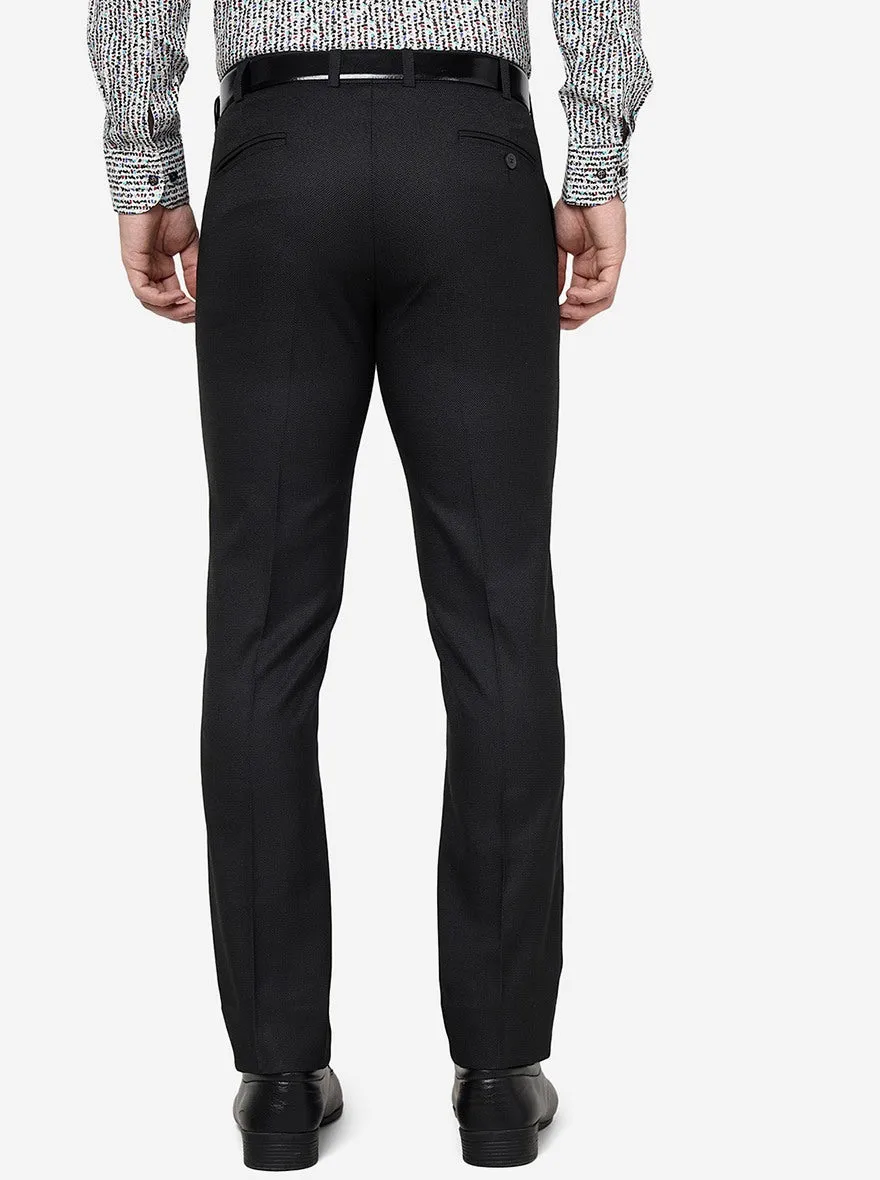 Black Solid Super Slim Fit Formal Trouser | JadeBlue