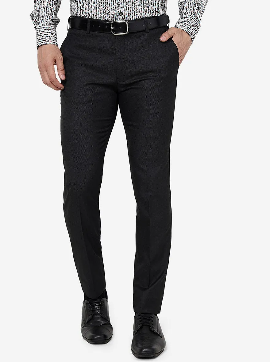 Black Solid Super Slim Fit Formal Trouser | JadeBlue