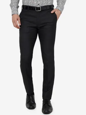 Black Solid Super Slim Fit Formal Trouser | JadeBlue
