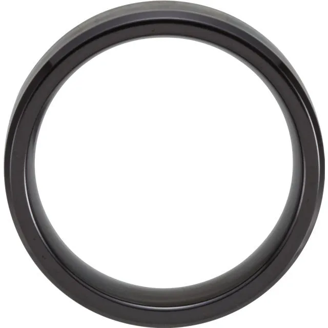 Black Titanium 8mm Beveled Band with Black Carbon Fiber Inlay