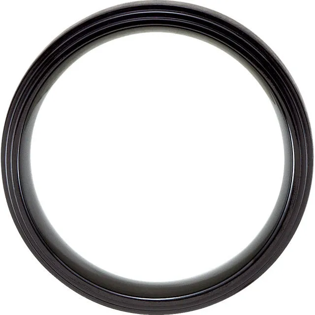 Black Titanium 8mm Double Ridged Band