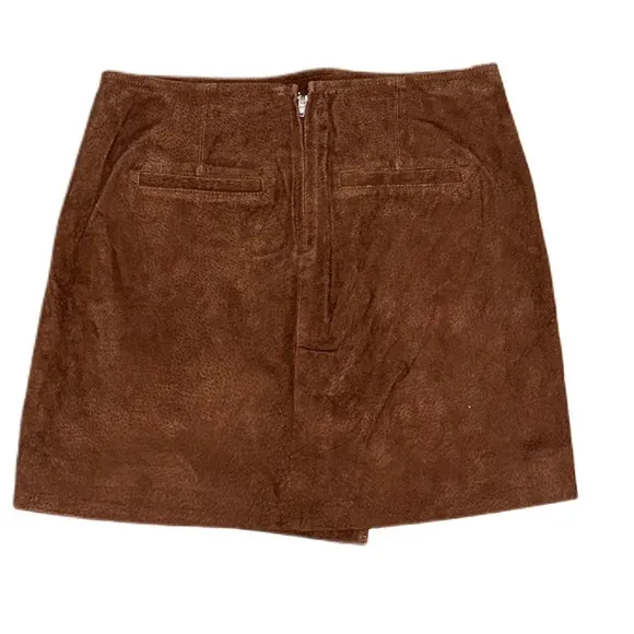 BLANKNYC Brown Suede Faux Wrap Miniskirt in Chocolate City Woman’s Size 25