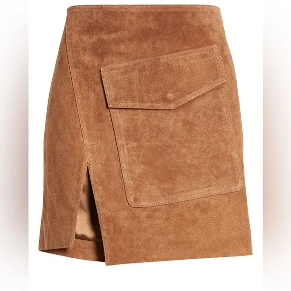 BLANKNYC Brown Suede Faux Wrap Miniskirt in Chocolate City Woman’s Size 25