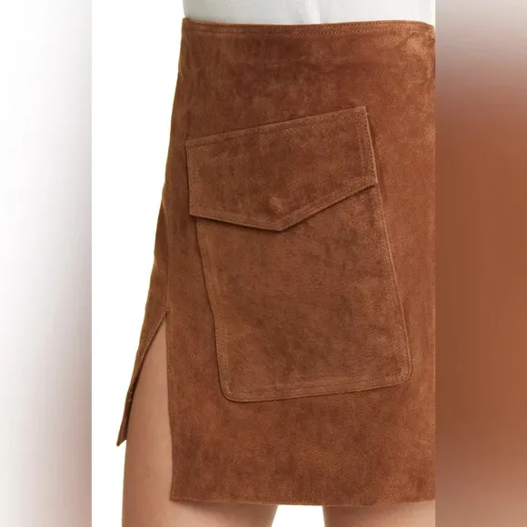 BLANKNYC Brown Suede Faux Wrap Miniskirt in Chocolate City Woman’s Size 25